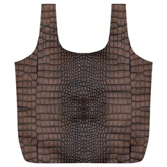 Brown Alligator Leather Skin Full Print Recycle Bag (xl) by LoolyElzayat