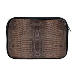 Brown Alligator Leather Skin Apple Macbook Pro 17  Zipper Case by LoolyElzayat