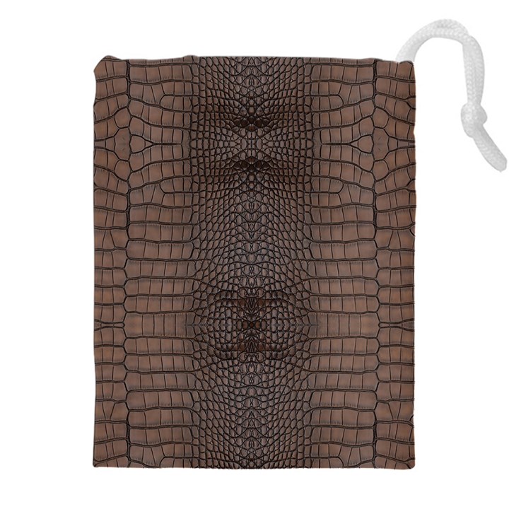 Brown Alligator Leather Skin Drawstring Pouch (4XL)