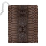 Brown Alligator Leather Skin Drawstring Pouch (4XL) Back