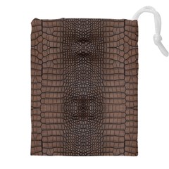 Brown Alligator Leather Skin Drawstring Pouch (5xl) by LoolyElzayat