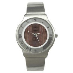 Brown Alligator Leather Skin Stainless Steel Watch by LoolyElzayat