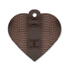 Brown Alligator Leather Skin Dog Tag Heart (one Side) by LoolyElzayat