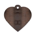 Brown Alligator Leather Skin Dog Tag Heart (Two Sides) Front