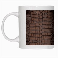 Brown Alligator Leather Skin White Mugs by LoolyElzayat