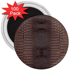 Brown Alligator Leather Skin 3  Magnets (100 Pack) by LoolyElzayat