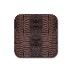 Brown Alligator Leather Skin Rubber Square Coaster (4 Pack)  by LoolyElzayat