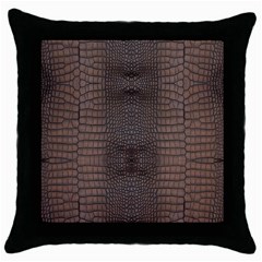 Brown Alligator Leather Skin Throw Pillow Case (black) by LoolyElzayat