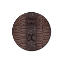 Brown Alligator Leather Skin Rubber Coaster (round)  by LoolyElzayat