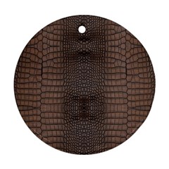 Brown Alligator Leather Skin Round Ornament (two Sides) by LoolyElzayat