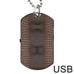 Brown Alligator Leather Skin Dog Tag Usb Flash (one Side) by LoolyElzayat