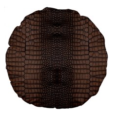 Brown Alligator Leather Skin Large 18  Premium Round Cushions by LoolyElzayat