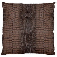 Brown Alligator Leather Skin Large Flano Cushion Case (one Side) by LoolyElzayat