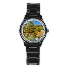 Parque Rodo Park, Montevideo, Uruguay Stainless Steel Round Watch by dflcprintsclothing