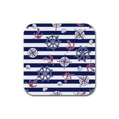 Seamless-marine-pattern Rubber Square Coaster (4 Pack)  by BangZart