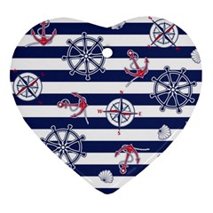 Seamless-marine-pattern Heart Ornament (two Sides)