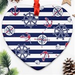 Seamless-marine-pattern Heart Ornament (Two Sides) Front