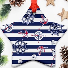 Seamless-marine-pattern Star Ornament (two Sides)