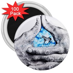 Hands Horse Hand Dream 3  Magnets (100 Pack) by HermanTelo