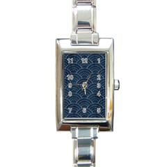 Blue Sashiko Pattern Rectangle Italian Charm Watch by goljakoff