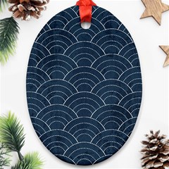 Blue Sashiko Pattern Ornament (oval) by goljakoff