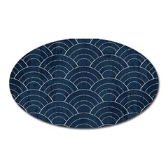 Blue Sashiko Pattern Oval Magnet