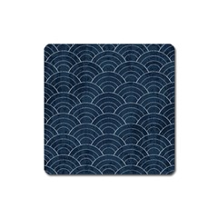 Blue Sashiko Pattern Square Magnet