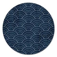 Blue Sashiko Pattern Magnet 5  (round) by goljakoff