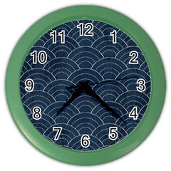 Blue Sashiko Pattern Color Wall Clock by goljakoff