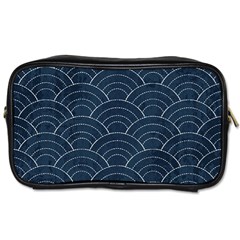 Blue Sashiko Pattern Toiletries Bag (two Sides)