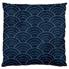 Blue Sashiko Pattern Large Cushion Case (two Sides) by goljakoff