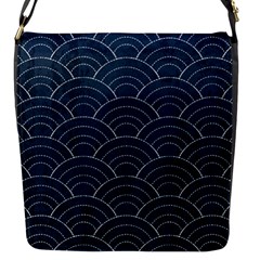 Blue Sashiko Pattern Flap Closure Messenger Bag (s) by goljakoff