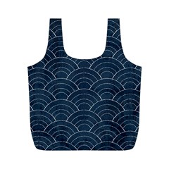 Blue Sashiko Pattern Full Print Recycle Bag (m)