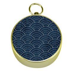 Blue Sashiko Pattern Gold Compasses by goljakoff