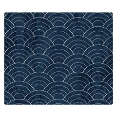 Blue Sashiko Pattern Double Sided Flano Blanket (small) 