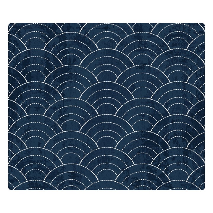 Blue Sashiko pattern Double Sided Flano Blanket (Small) 