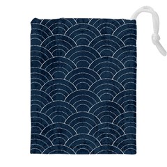 Blue Sashiko Pattern Drawstring Pouch (5xl)