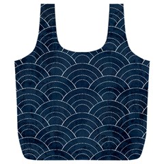 Blue Sashiko Pattern Full Print Recycle Bag (xxl)