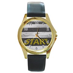 Asphalt Begin Bright Expectation Round Gold Metal Watch by HermanTelo