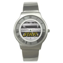 Asphalt Begin Bright Expectation Stainless Steel Watch by HermanTelo