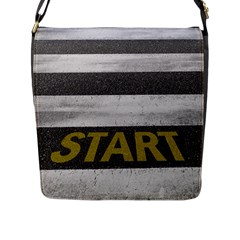 Asphalt Begin Bright Expectation Flap Closure Messenger Bag (l) by HermanTelo