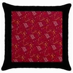 African Folk Tribal Art Throw Pillow Case (black) by tmsartbazaar