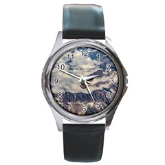 Andes Mountains Aerial View, Chile Round Metal Watch by dflcprintsclothing