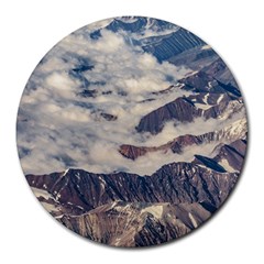 Andes Mountains Aerial View, Chile Round Mousepads by dflcprintsclothing