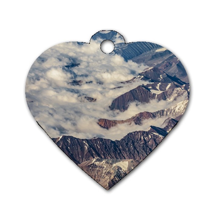 Andes Mountains Aerial View, Chile Dog Tag Heart (Two Sides)