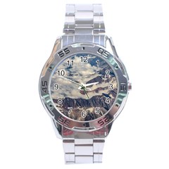 Andes Mountains Aerial View, Chile Stainless Steel Analogue Watch by dflcprintsclothing