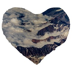 Andes Mountains Aerial View, Chile Large 19  Premium Heart Shape Cushions by dflcprintsclothing