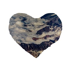 Andes Mountains Aerial View, Chile Standard 16  Premium Flano Heart Shape Cushions by dflcprintsclothing