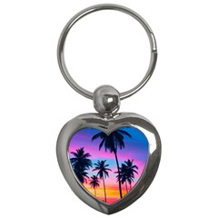 Sunset Palms Key Chain (heart) by goljakoff