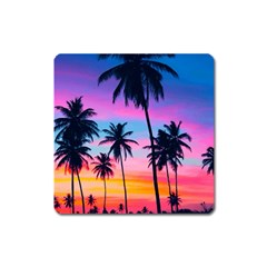 Sunset Palms Square Magnet